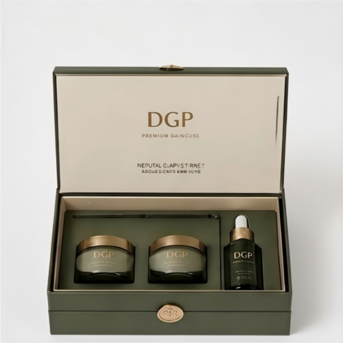Custom Luxury Skincare Gift Box with decorative gold metal buckle