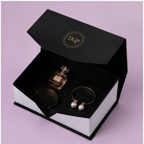 Black White Folding Box for jewelry and perfume