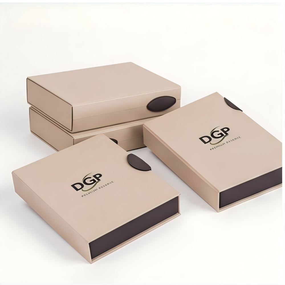 Custom Leather Magnetic Gift Box with premium leather tab
