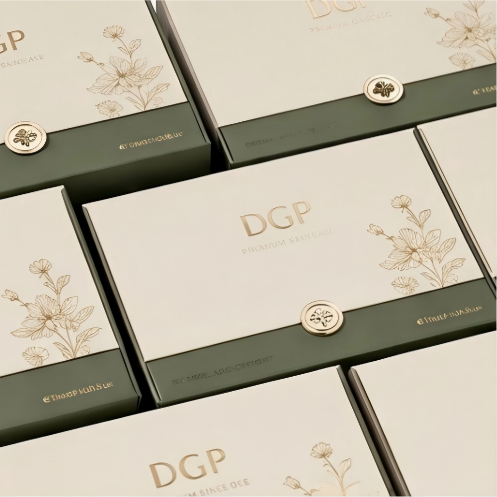 Custom Luxury Skincare Gift Box with decorative gold metal buckle