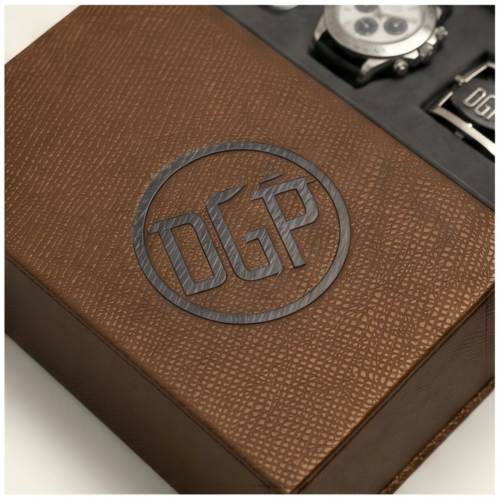 Custom Men Gift Set Box open with watch and belt buckle