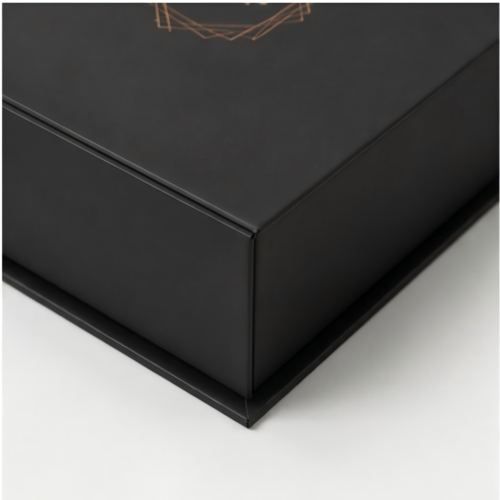 Bespoke Black Magnetic Box with custom gold foil logo