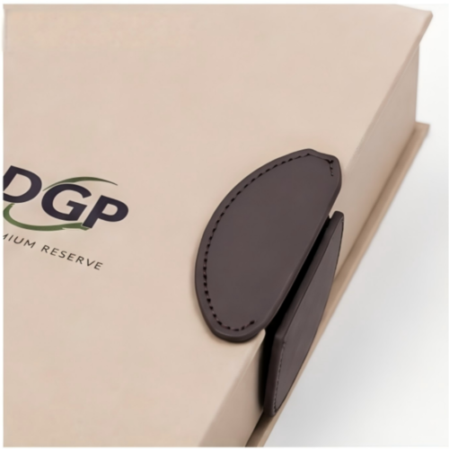 Custom Leather Magnetic Gift Box with premium leather tab