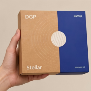 Custom Skincare Mailer Box with Blue and Kraft Design