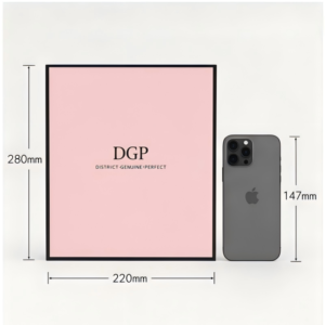 Custom Pink Foldable Handheld Gift Box with black ribbon
