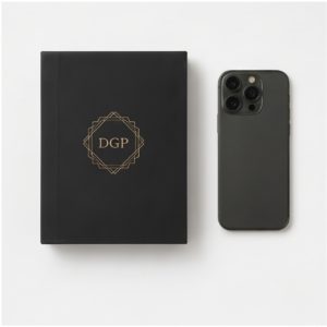 Bespoke Black Magnetic Box with custom gold foil logo