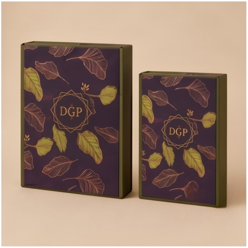 Bespoke Botanical Folding Box with custom gold foil logo