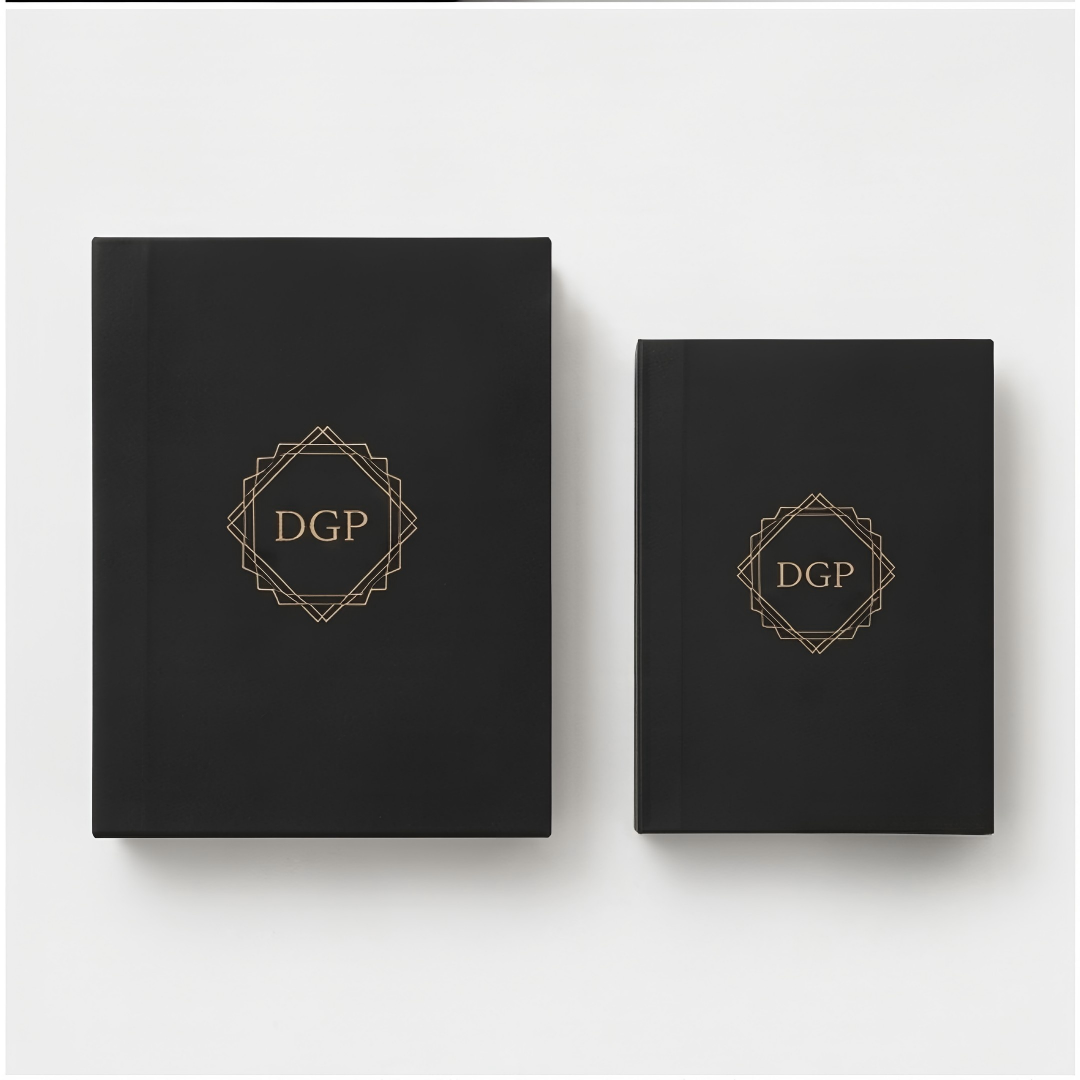 Bespoke Black Magnetic Box with custom gold foil logo