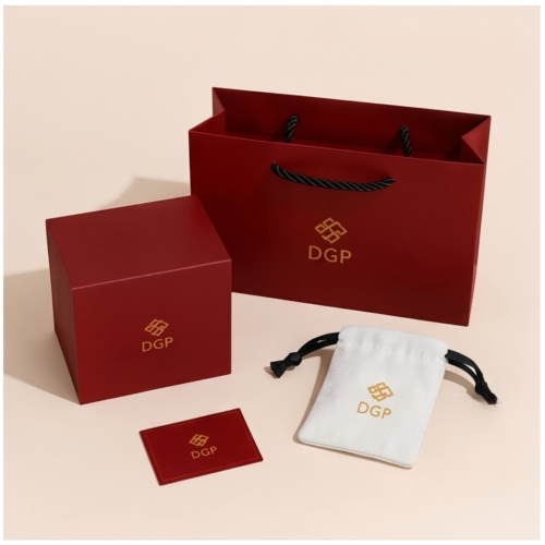 Bespoke Red Magnetic Box with matching luxury gift bag and pouch wholesale